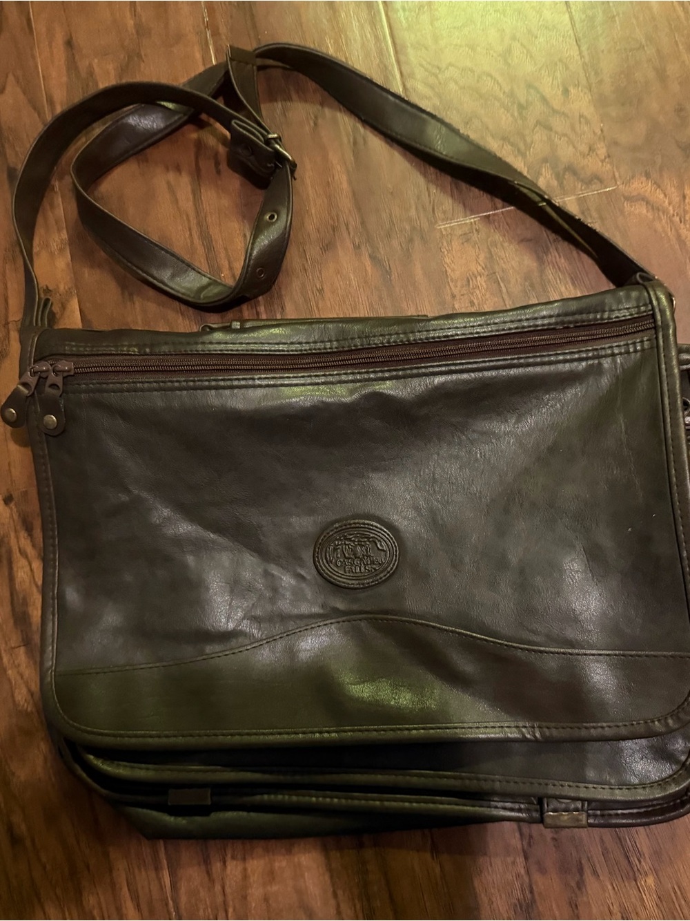 Vintage Tandem Bags California Cascade Falls Leather Messenger Bag Briefcase